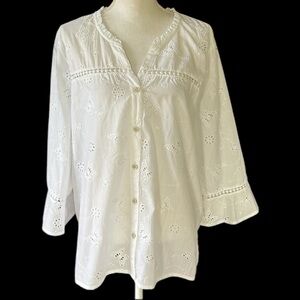 Alfred Dunner ladies, 100% cotton large crochet blouse NWOT